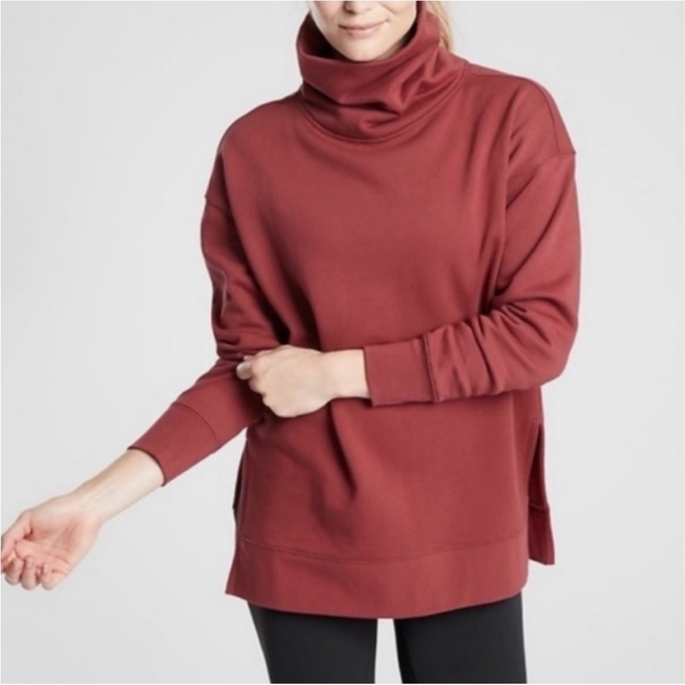 Athleta Maple Red 24/7 Funnel Neck Pullover Sweatshirt Size XS